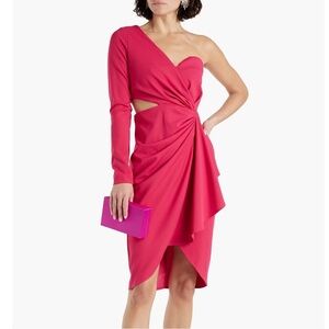 ONE33 SOCIAL Pink One Shoulder Cutout Draped Dress NWT 8